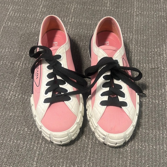 Prada Shoes - Prada color blocking pink and white with black laces, size 6 1/2